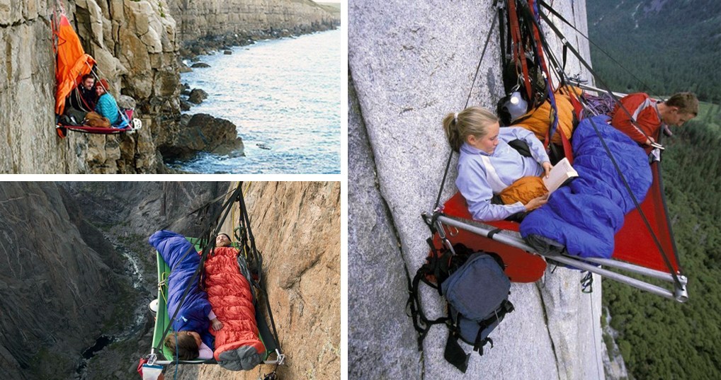 Палатки альпинистов на скалах. Альпинисты спят на скале. Альпинисты спят. Скалолазы спят. Видите третьего альпиниста старость