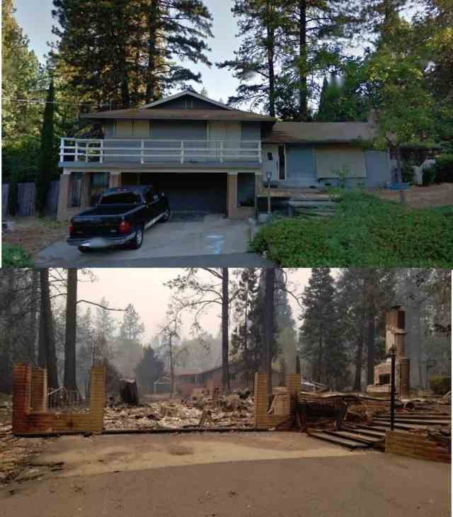 Калифорнийский город Парадайс до и после пожара