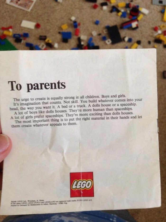 Обращение к родителям от Lego 1970г